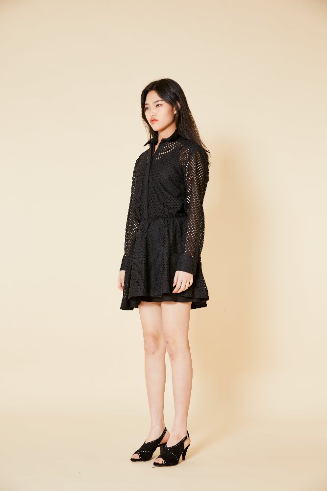 [IRO] 블랙 레이스원단 미니 드레스